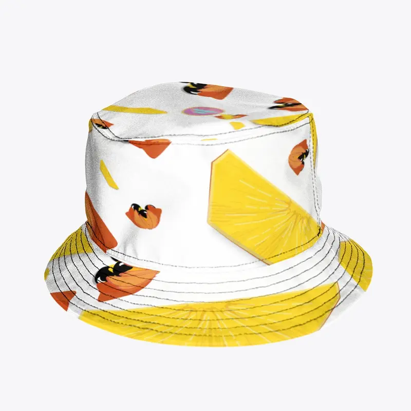 WHITE ACKEE N BREADFRUIT BUCKET HAT